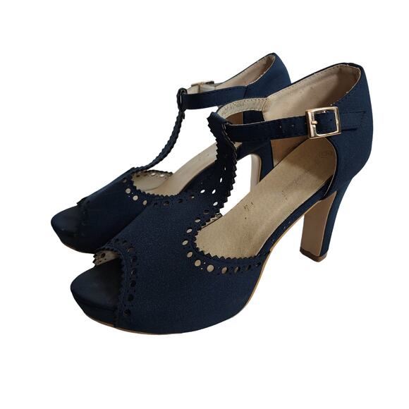 Elegant Navy Blue Heels - Picture 1 of 6